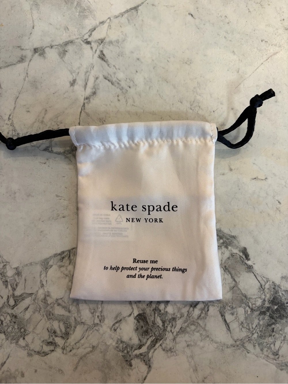Kate Spade New York White Drawstring Dust Jewelry Bag Mini Small